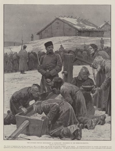 The Russian Convict Settlement in Saghalien, Prisoners in the Exercise-Ground by Richard Caton Woodville junior